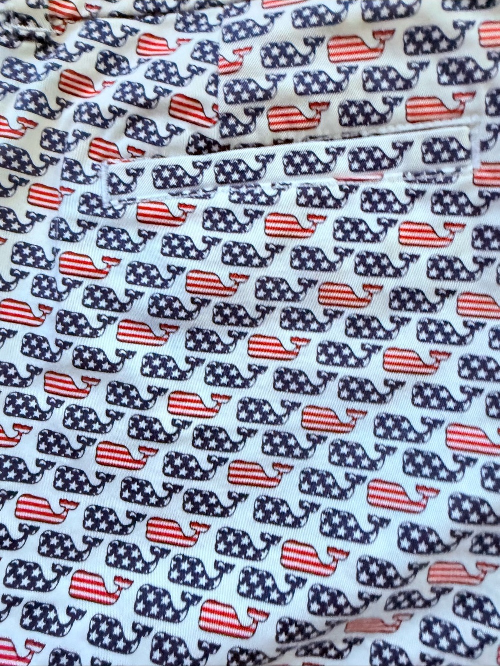 Vineyard Vines American Flag Whale Print Women's Shorts - Red, Navy, White